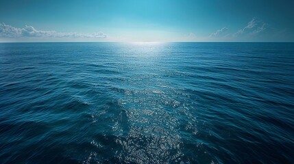 Featuring Calm ocean with blue waves under clear sky, high resolution.