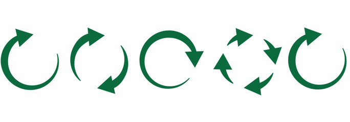 Obraz premium circle arrow icon set. circular arrow icon, refresh, reload, rotation. Green recycle vector icon symbol. Repeat and reload icons set and arrow rotation