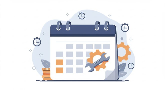 Scheduling Maintenance Appointment with Calendar and Wrench