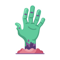 Zombie Hand Emerging from Ground Icon for Halloween  
