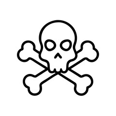 Skull and Crossbones Icon in Vector Style for Halloween  