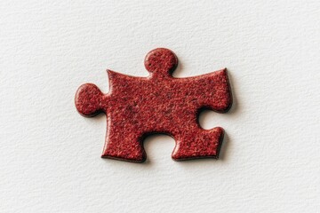 Fototapeta premium Single red puzzle piece on white surface