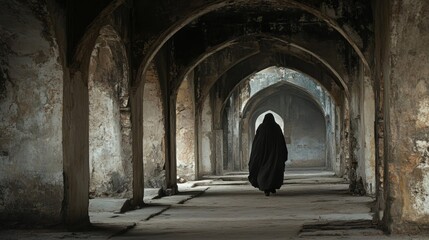 Solitary Figure in Ancient Ruins: A Journey Through Time