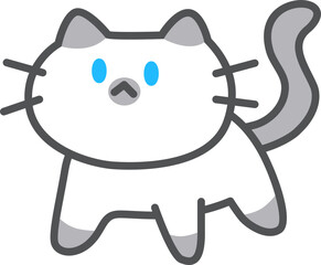 고양이, 회색, 꼬리말기, 심플, 귀여운, 캐릭터, 네코, 동물, 반려동물, 미소, 귀, 수염, 집고양이, 애완동물, 아기고양이, 만화풍, 깔끔한, 심플라인, 사랑스러운, 냥이, 파스텔톤, 고양이포즈