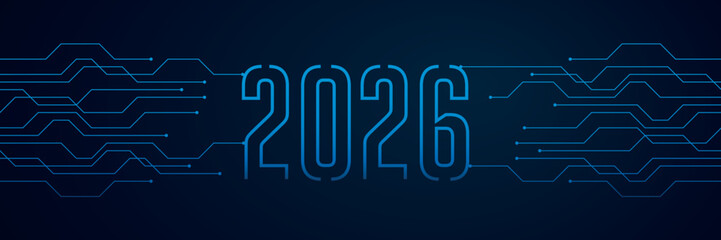 circuit board electronics digital technology banner 2026 vector illustration