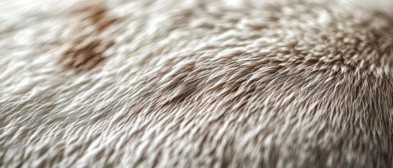Animal fur presents close-up textural detail, revealing soft white and brown fibers.
