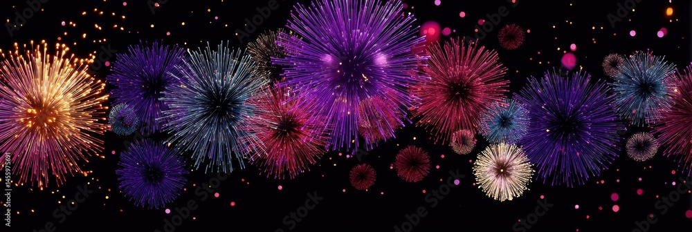 Aufkleber Order Confirmation Celebration With Animated Fireworks Creating a Festive Atmosphere at Night Generative AI