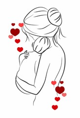 composition with mother holding baby