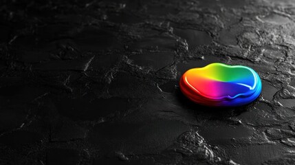 Obraz premium Rainbow Liquid on Dark Surface: Abstract Photography