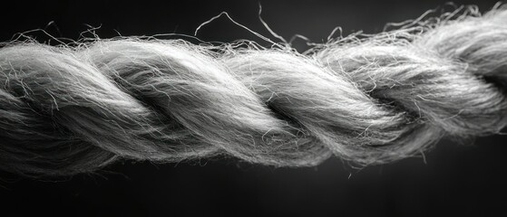 Obraz premium Rope shows texture, being tightly twisted strand against a dark background.