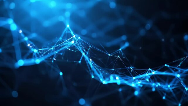 glowing blue mesh network connection in futuristic digital space
