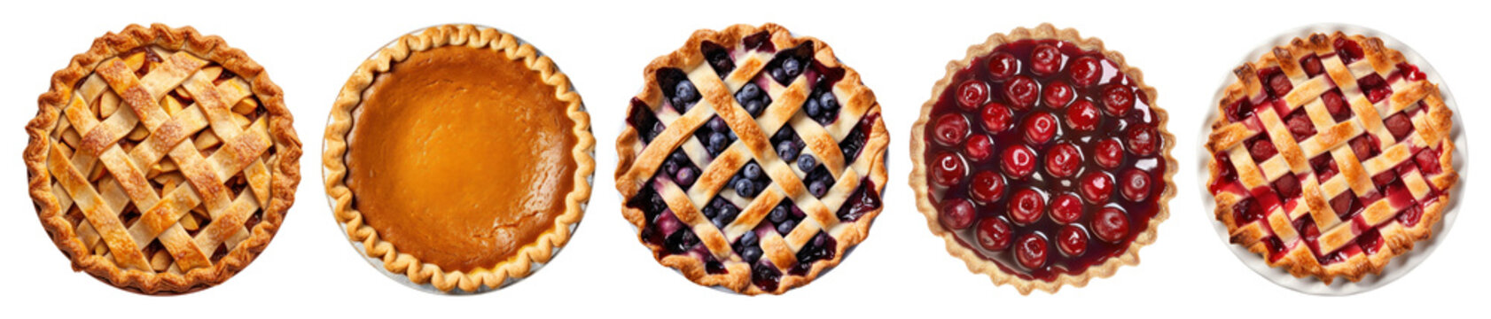 PNG Delicious assorted homemade fruit pies, element set on transparent background