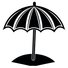   Beach umbrella silhouette vector illustration.
