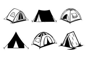 Set of camping tent icons vector illustration. © Nazmul