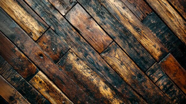 Wood planks form textured, angled pattern. Weathered background texture indoors