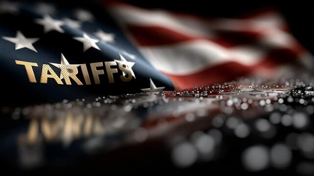 Abstract Cinematic shot for American tariffs and US government import taxation, trade war policy background concept.