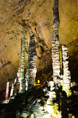 Magnificent Stalactites and Stalagmites Inside Huanglong(Yellow Dragon) Cave, Zhangjiajie, China