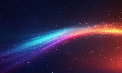 Colorful cosmic wave of light and stars in deep space background
