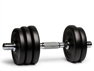 Naklejka premium Pair of dumbbells with rubber grip, isolated on white, workout gear