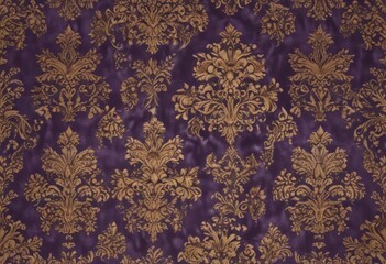 Elegant damask floral wallpaper, royal purple & gold, motif, stylish