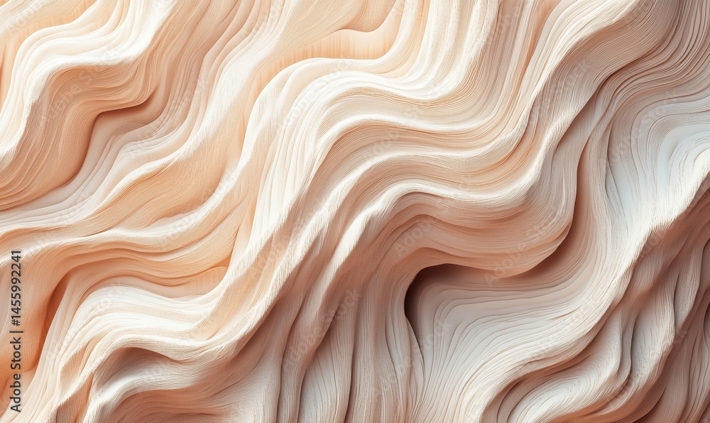 Poster abstract wave patterns in soft peach and cream tones for modern design