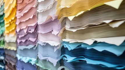 Colorful Stacks of Paper: A Vibrant Palette of Textures and Hues