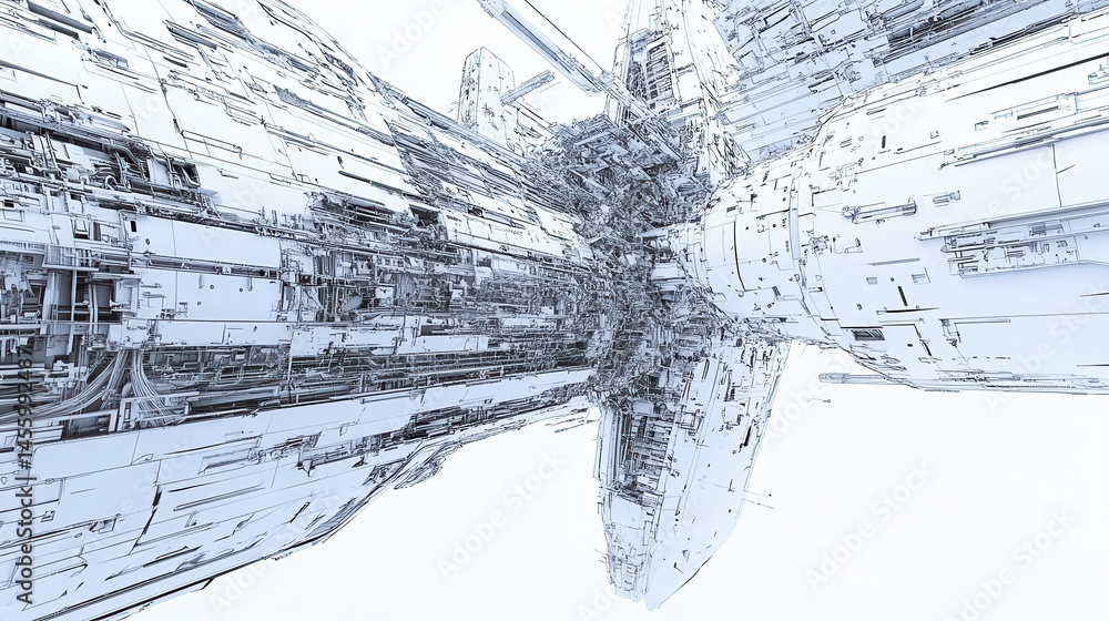 Poster winter cityscape abstract rendering with dynamic lines and cool tones conveying movement in an urban