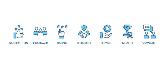 Naklejka premium Feedback banner web icon vector illustration concept with icon of satisfaction, customer, rating, quality, comment, service and reliability