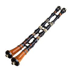 Naklejka premium Traditional wooden musical instrument displayed against plain background showcasing craftsmanship