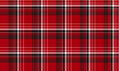 Seamless plaid pattern, red, white, black, classic and stylish, suitable for designing clothes, skirts, pants to look trendy and outstanding, vector illustration.