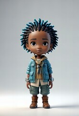 Depicting Minimalist chibi water warrior character design.