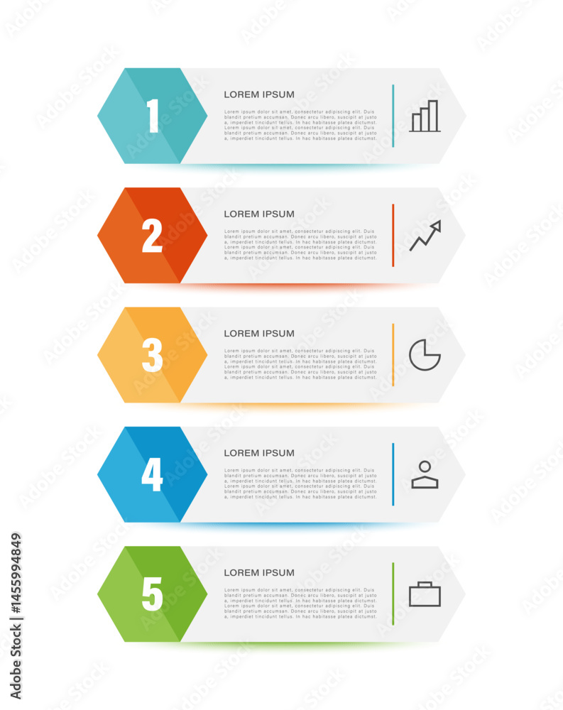 Aufkleber hexagons vertical vector infographic template with icons and data. infographics for business or mark