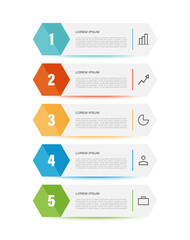 Plakat Hexagons vertical vector infographic template with icons and data. Infographics for business or marketing presentation slides