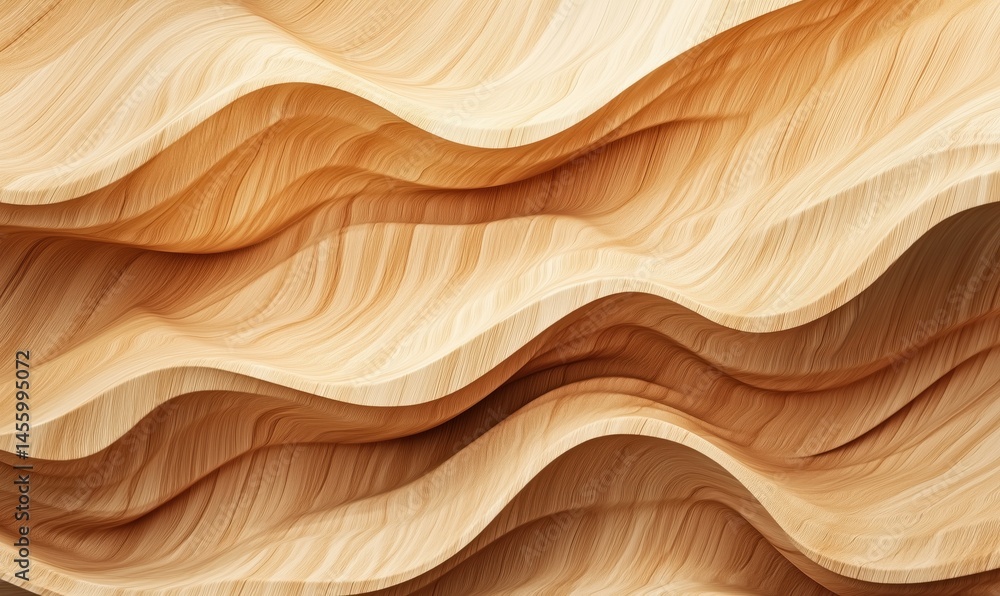Poster abstract wood texture with flowing waves and natural patterns in warm tones