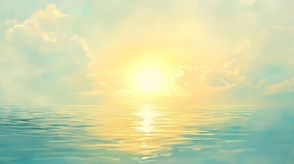 Obraz premium Gentle sunrise over a calm sea landscape.