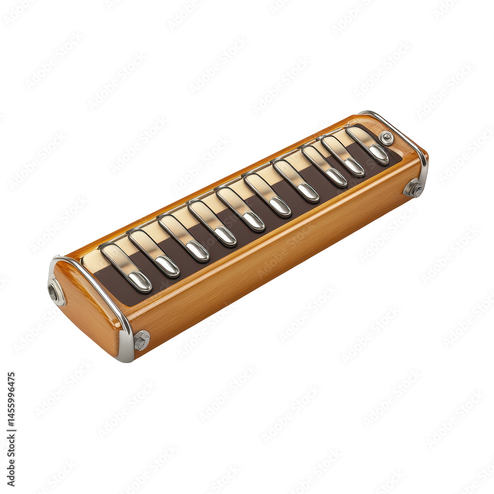 Poster harmonica displayed on a white surface showcasing its design and craftsmanship during a music sessio
