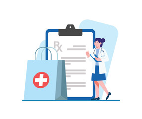 Doctor with shield and pills