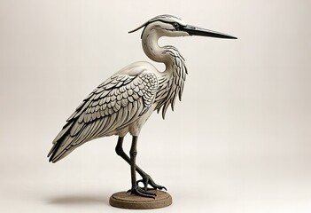 Obraz premium Heron statue, isolated on white.