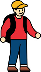 a male tourist and backpack