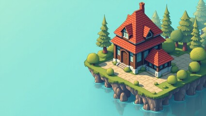 Roguelike. Artificial island Islet Data lakehouse Blockbench Tripledo