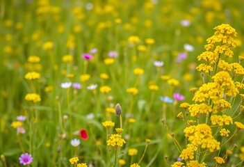 Obraz premium Photo Goldenrod in a wildflower meadow.
