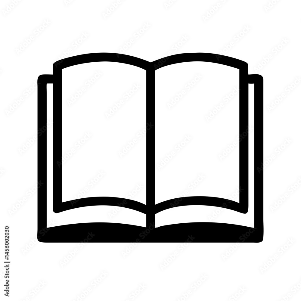 Poster open book with blank pages silhouette on transparent background for web and graphic design