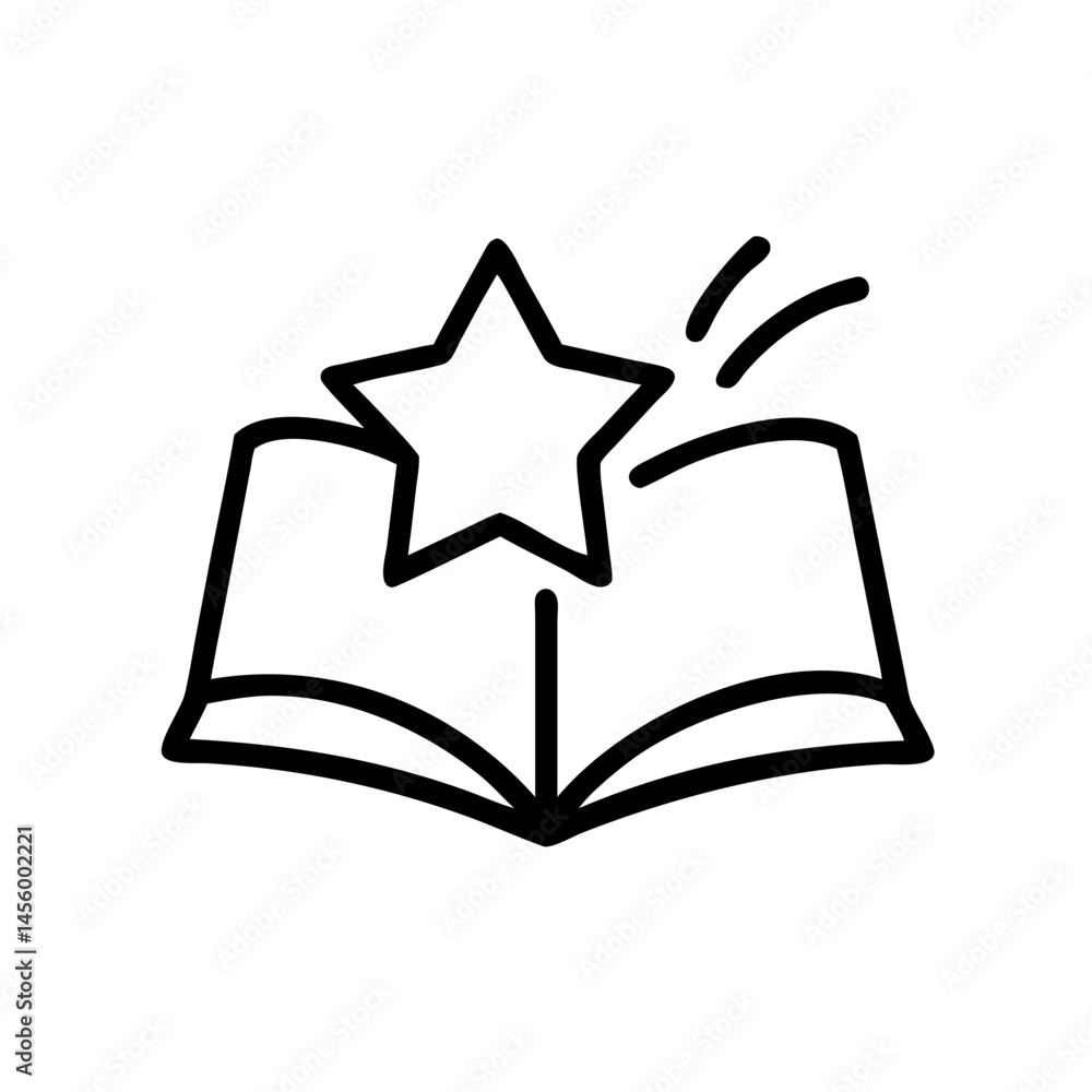 Poster open book with star on transparent background for web and graphic design