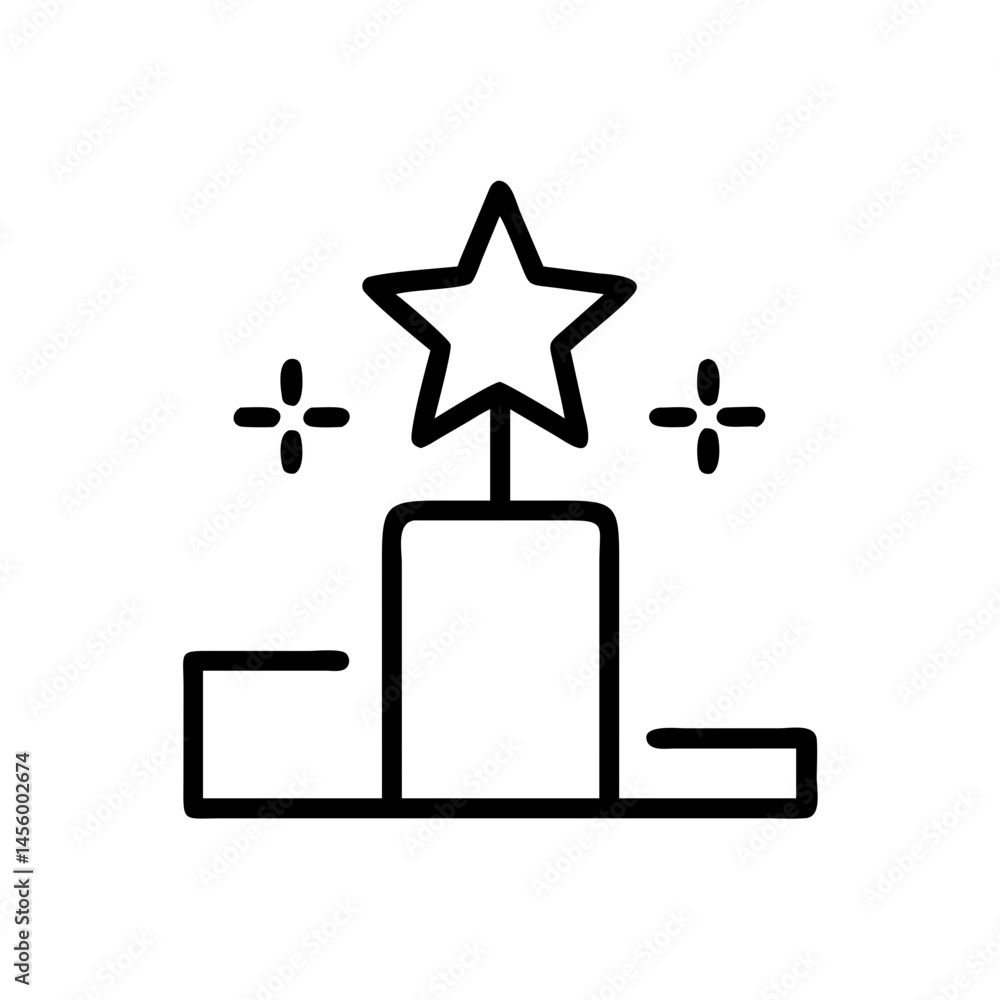 Poster podium with star achievement or performance reward on transparent background for web and graphic des