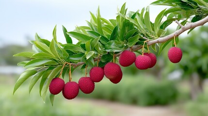 Obraz premium Lychee Fruits Hanging on a Branch