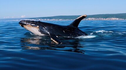 Fototapeta premium Majestic whale migration underwater oceans wildlife photography natural habitat side view marine adventure