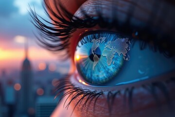 City gaze of solitude. Human eye World Simulated reality Longtermism 