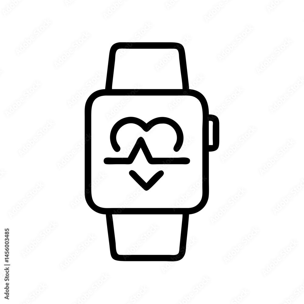 Poster smartwatch with pulse on transparent background for web and graphic design