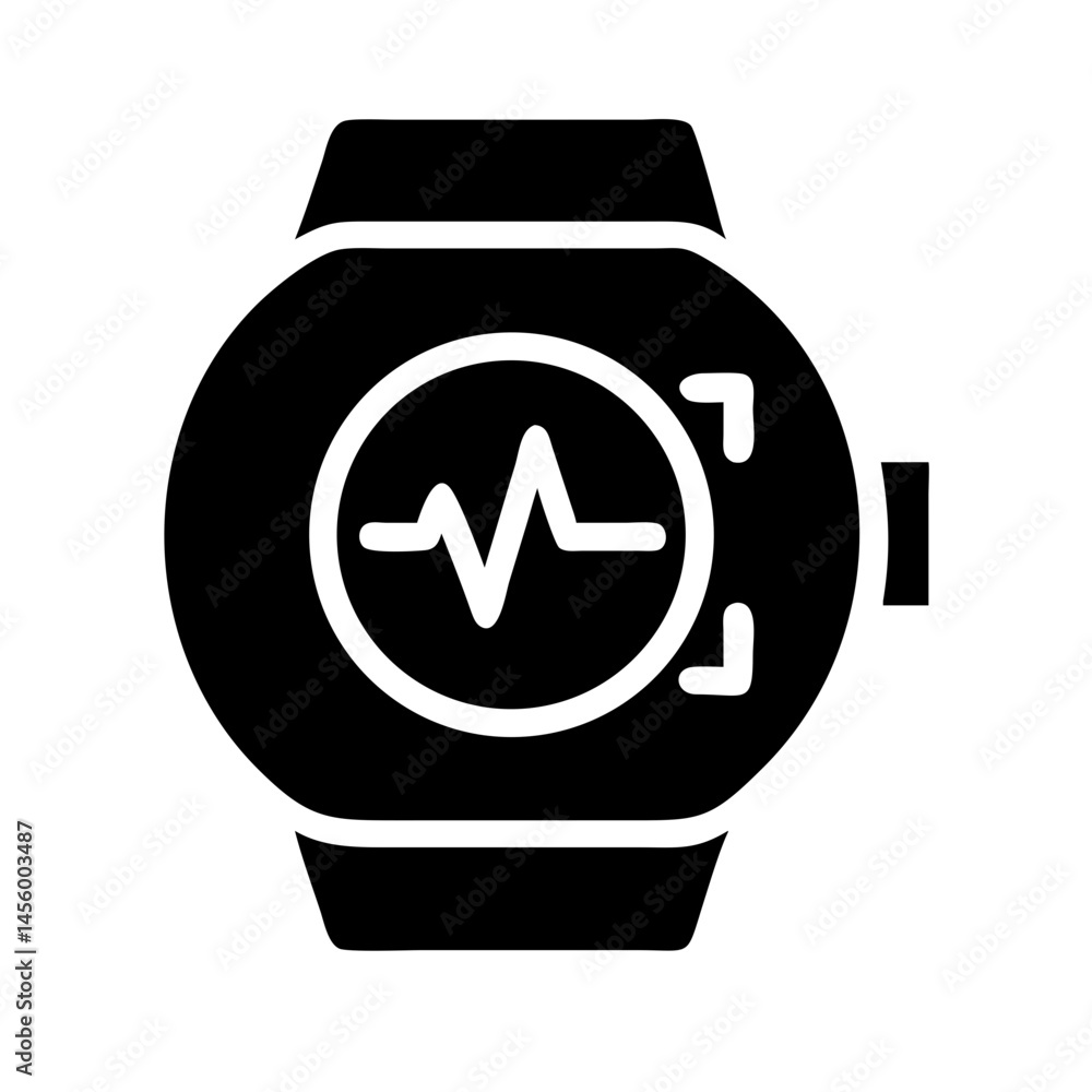 Poster smartwatch with pulse silhouette on transparent background for web and graphic design