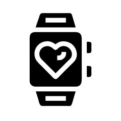 smartwatch with heart silhouette on transparent background for web and graphic design